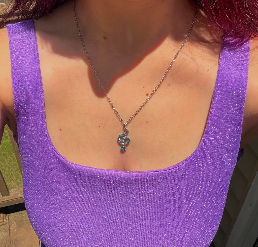Beautiful Aqua Treble Clef Necklace ♡‧˚ 𝄞