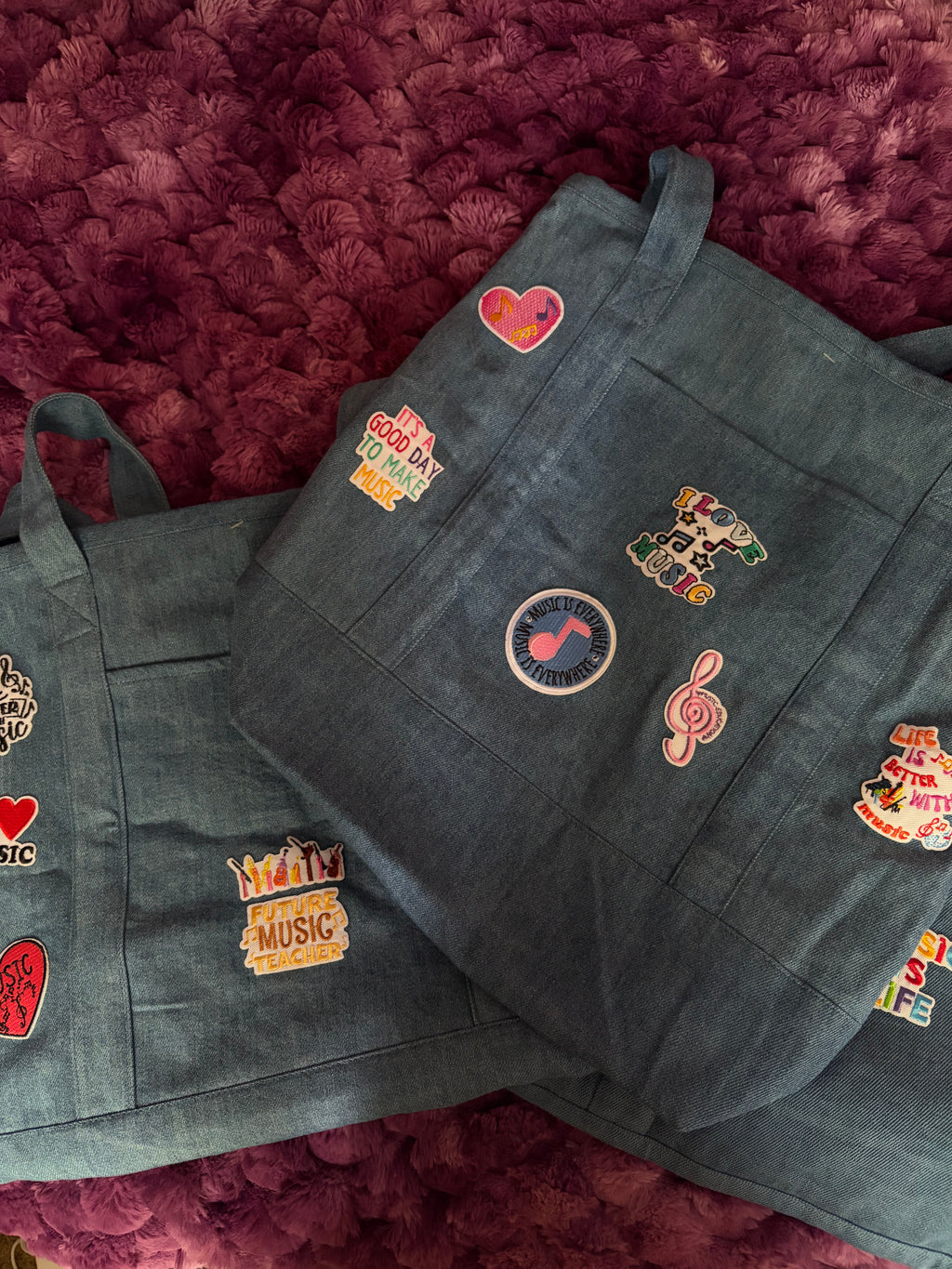 Unique Music Patch Tote Bag 𑣲𝄞ᯤ