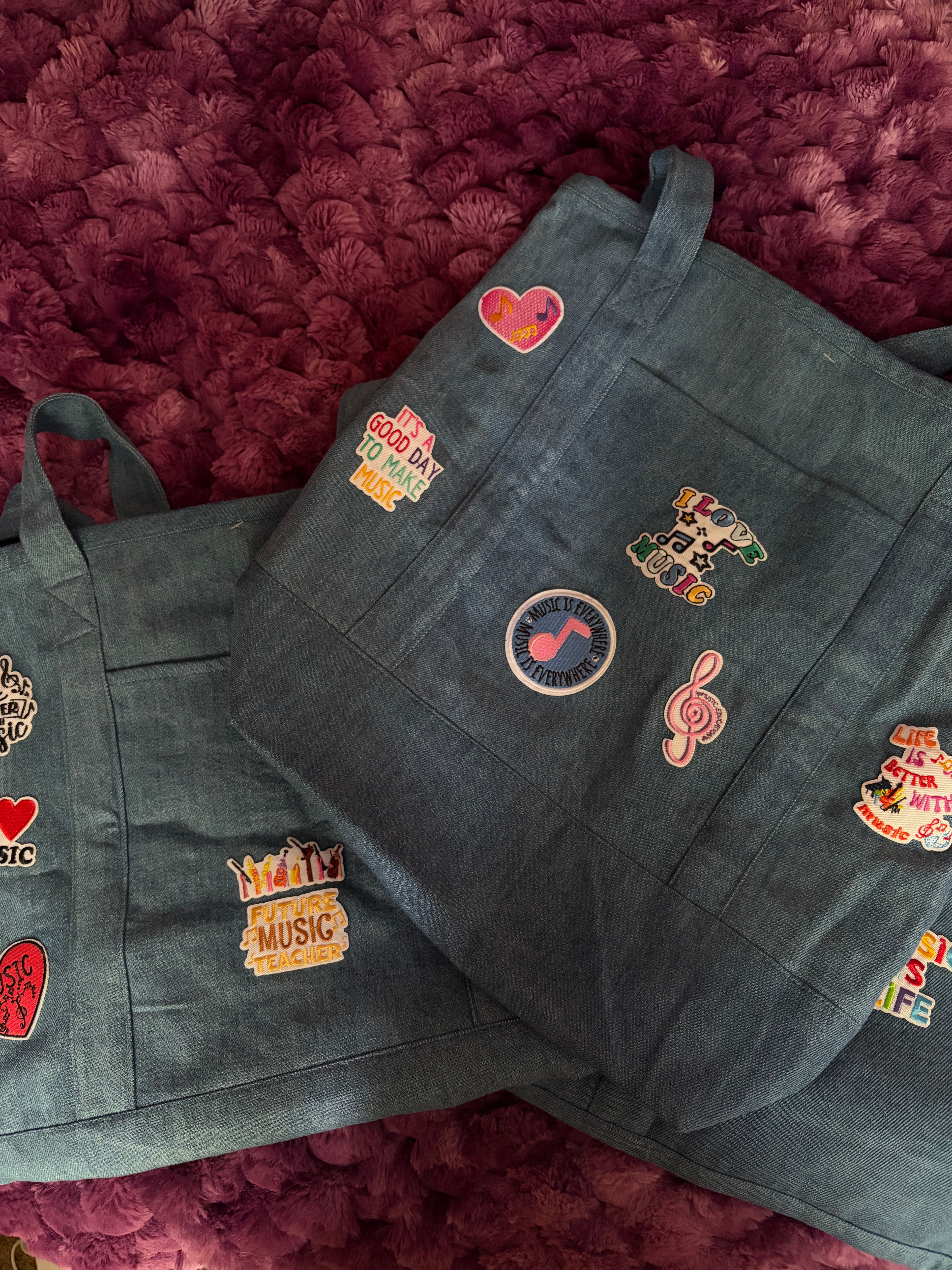 Unique Music Patch Tote Bag 𑣲𝄞ᯤ
