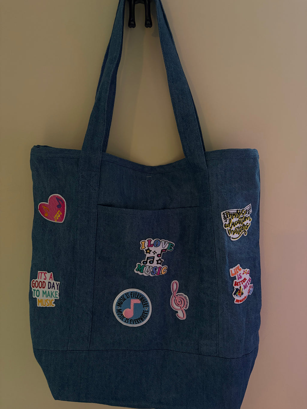 Unique Music Patch Tote Bag 𑣲𝄞ᯤ
