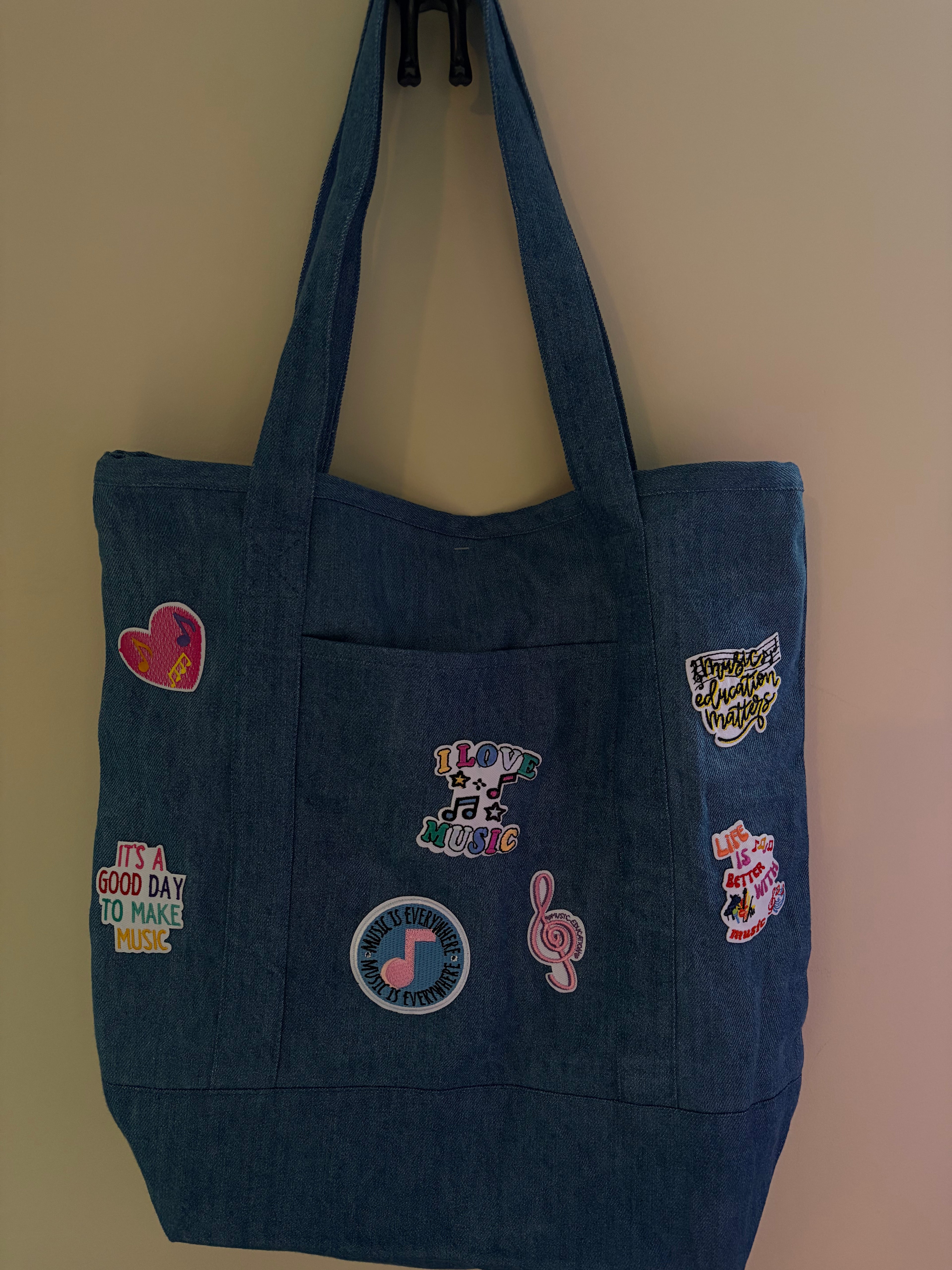 Unique Music Patch Tote Bag 𑣲𝄞ᯤ